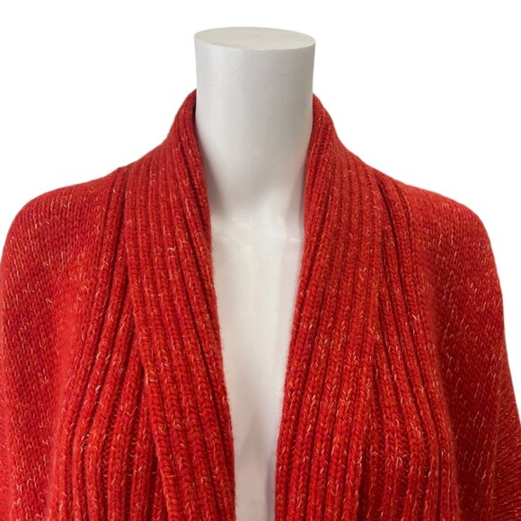 $1590 NWT Eskandar Red Orange Shawl Collar Cardigan Sweater one size - Picture 5 of 8